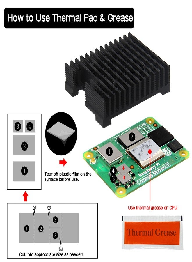 Geekworm 15mm Thickness Aluminum Alloy Heatsink (C519 V1.0) Compatible with Raspberry Pi Compute Module 5 CM5 Motherboard - Image 4